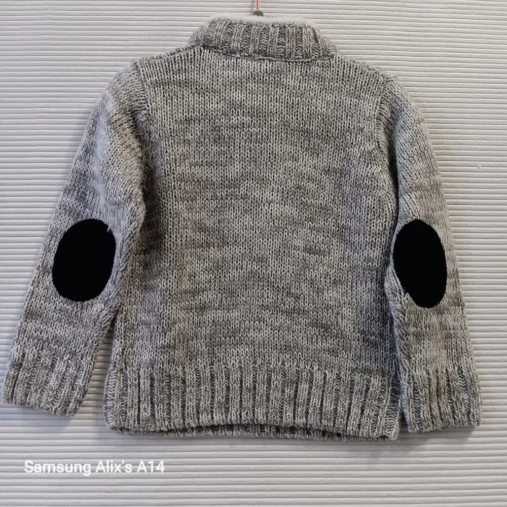 LITTLE LAD Toddler Boys (24 M) Elbow Patch Sweater,‎ Gray/White Cable Knit